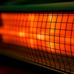 Close,Up,Of,Portable,Electric,Halogen,Heater,On,Black,Background